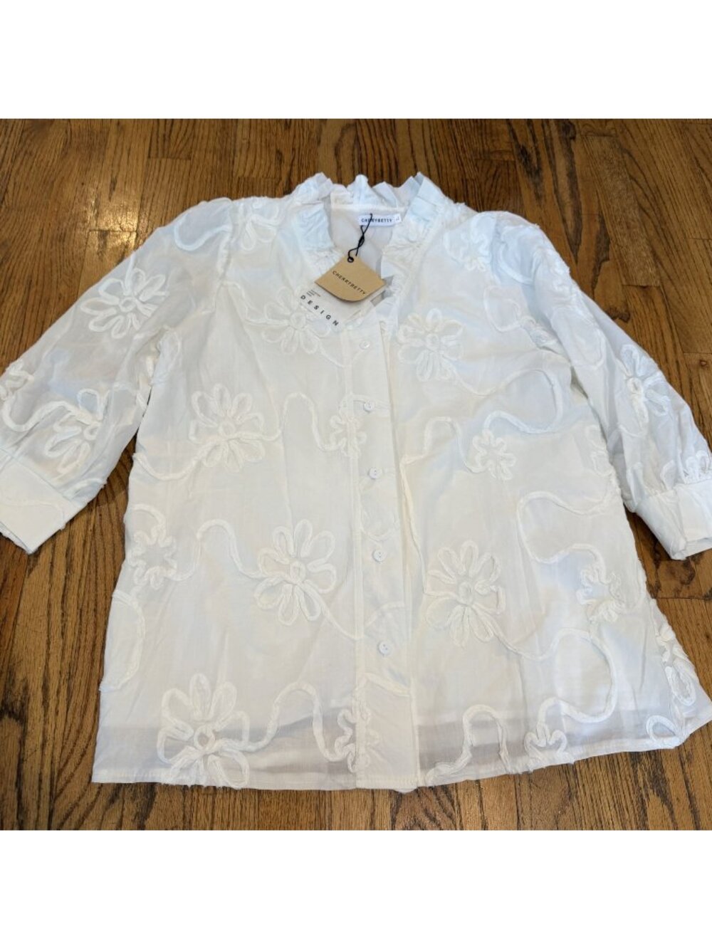 CHERRYBETTY WOMENS BUTTON DOWN WHITE SHIRT NEW LARGE